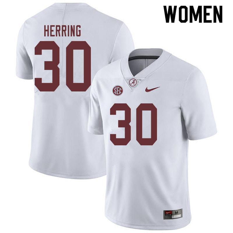 Alabama Crimson Tide Women's Chris Herring #30 White NCAA Nike Authentic Stitched 2019 College Football Jersey VW16T54YR